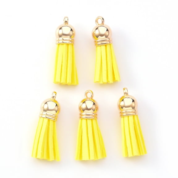 Suede Tassel Pendant Decorations with CCB Plastic Cord Ends Light Gold 33~35x10mm Hole: 2.5mm DIY