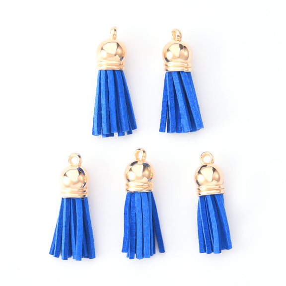 Suede Tassel Pendant Decorations with CCB Plastic Cord Ends Light Gold 33~35x10mm Hole: 2.5mm