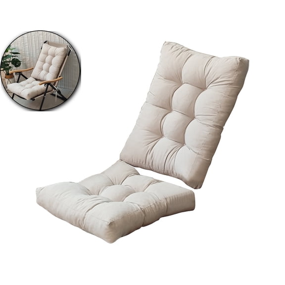 Suede Thickened Folding Cushion Set of 2 for Chair Recliner Rocking Chair, Polyester Plush Seat Cushions, 21.2x16.9"+16.9x16.9"
