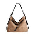thumbnail image 1 of Suede Tote Bag, 1 Pc Khaki Pu Leather 14.17In, Convertible To Backpack Large Capacity Handbag,Multi-Way Shoulder Handbag with Pockets for Women Travel Work, 1 of 5