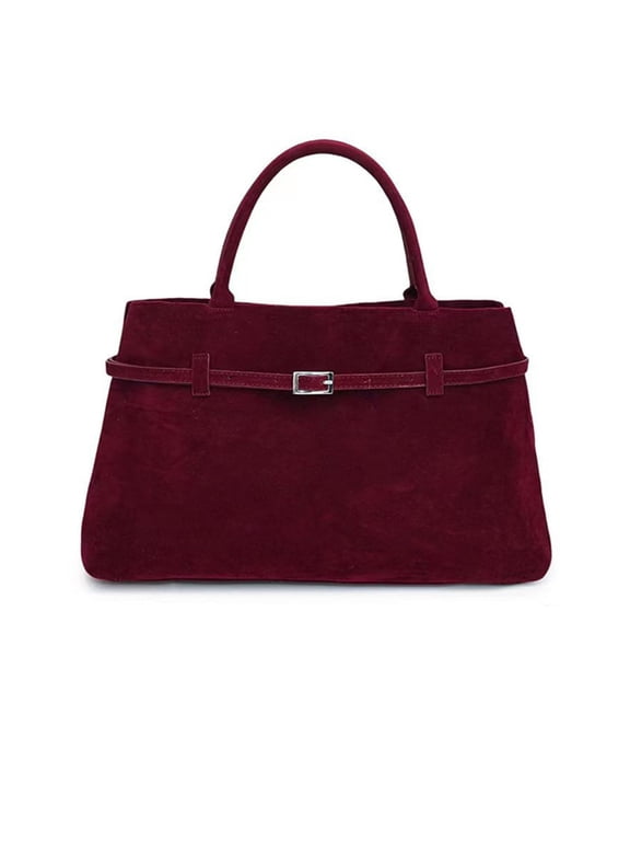 Suede Tote Bag for Women, Vintage Faux Suede Bag Handbag, Women's Large Suede Top-Handle Work Handbag brown