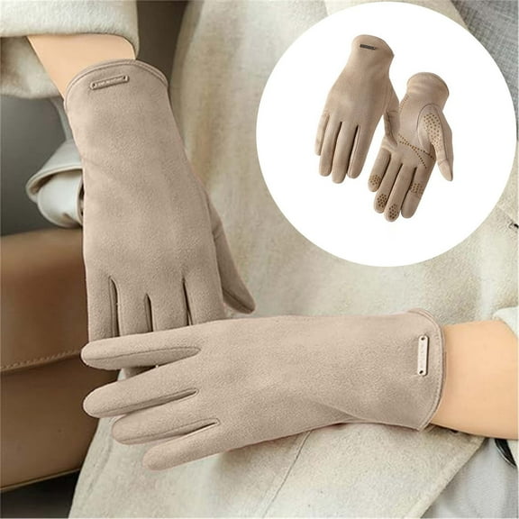 Suede Warm Gloves For Men And Women With Heating In Winter Non Flip Velvet Gloves For Screen