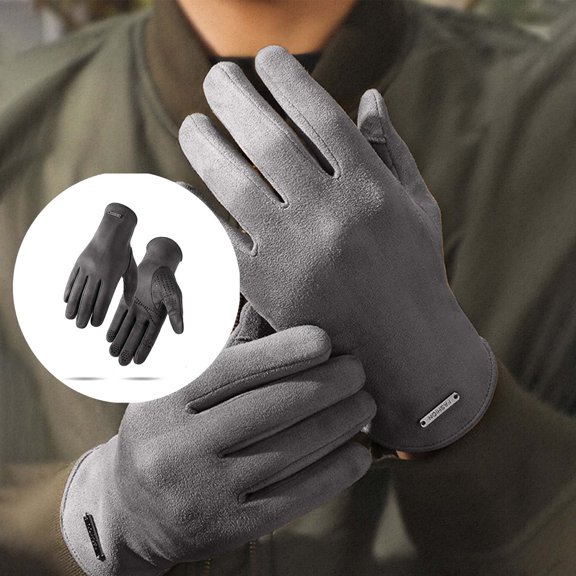 Suede Warm Gloves for Men and Women with Heating for Winter Non- Flip Velvet Gloves Compatible with Screen Use Ideal Winter Accessories