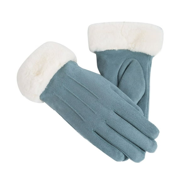 Suede Warm Gloves for Winter - Ladies and Students, Cute Korean Design, Thickened Lining, Touchscreen Compatible, Suitable for Outdoor Riding