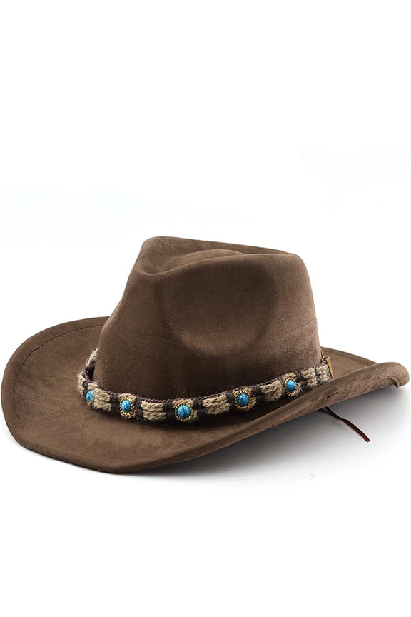 Suede Western Cowgirl Hat for Women Unique Beaded Cowboy Hat with Turquoise Outdoor
