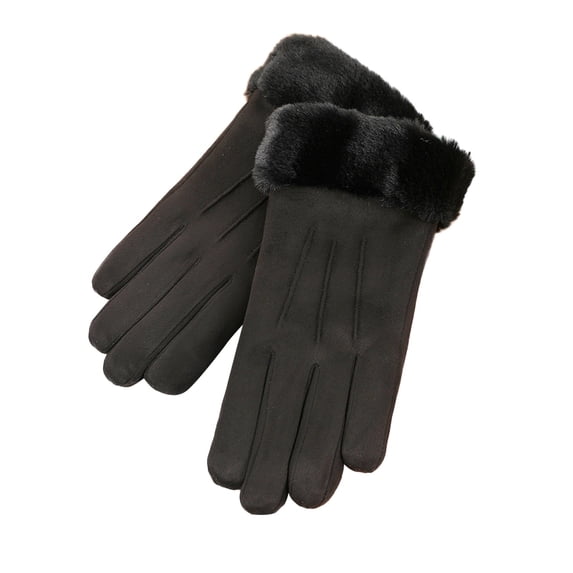 Suede Winter Gloves for Women - Touchscreen-Compatible Lining - Cute Korean Style for Riding/Outdoor