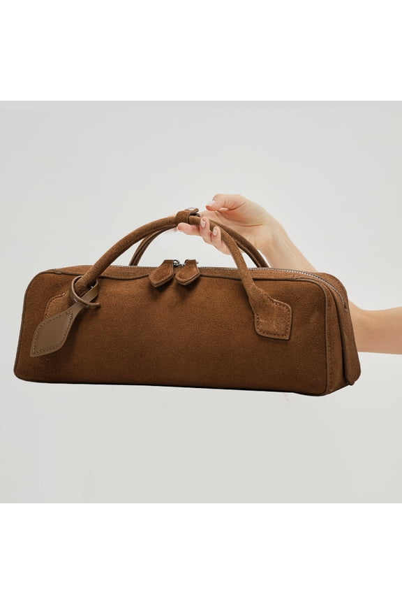 Suede Women's Sausage Bag 2025 Autumn New Niche Design Vintage Frosted Cowhide One-Shoulder Crossbody Bag Fashion Handbag