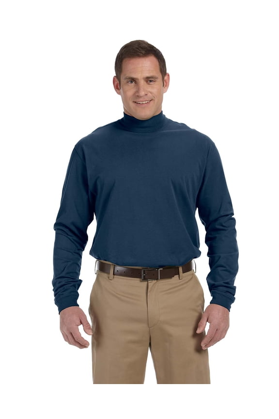 Sueded Cotton Jersey Mock Turtleneck , D420 , NAVY , XXX-Large