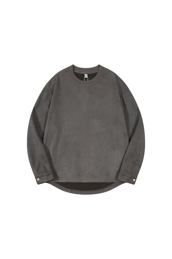 Sueded Sweatshirts for Men Long Sleeve Crewneck Shirts Mens Casual Solid Color Pullover Basic Comfortable Going-Out Streetwear Sweatshirt Tops