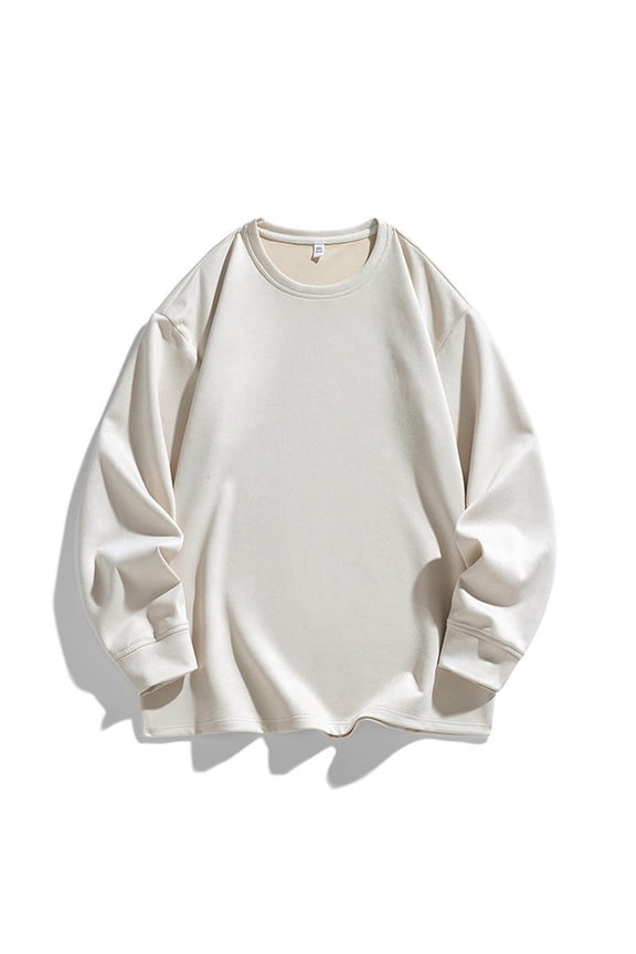 Sueded Sweatshirts for Men Long Sleeve Crewneck Shirts Mens Casual Solid Color Pullover Slim Basic Going-Out Loungewear Sweatshirt Tops