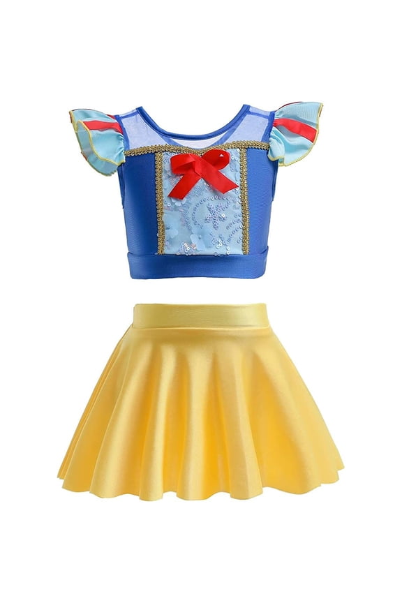 Girls Princess Two Piece Swimsuit Set Ruffle Bathing Bikini Suit Role Play Swimwear