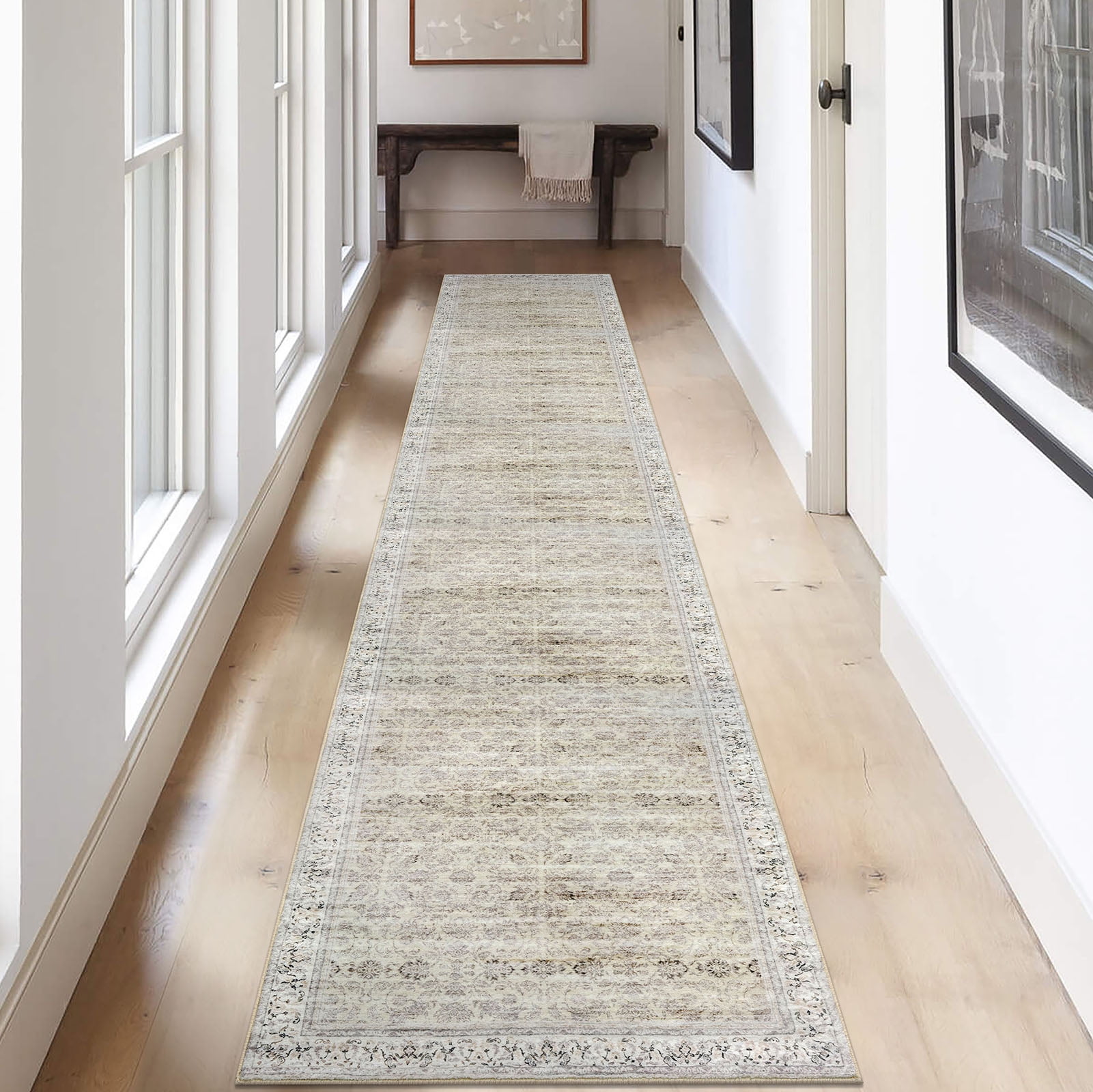 Suelur Runners Rugs for Hallway Beige Ultra Soft Runner 2x12 Washable ...