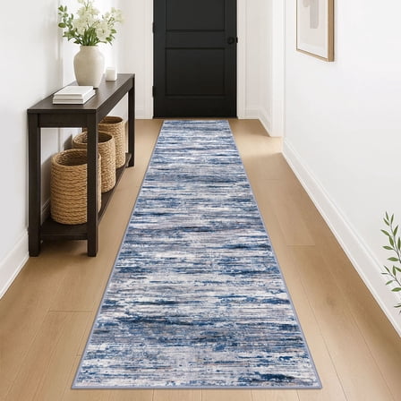 Suelur Carpet Runners for Long Hallways 2x10 Carpet Runners Super Soft Kitchen Runners with Non-Slip Backing Abstract Washable Rug Runner for Entryway Bedroom Indoor, Navy Blue/Gray/Neutral/Multi