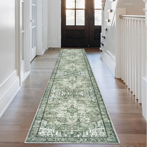 Suelur Runner Rug for Hallways 2.6x14 Long Non-Slip Washable Kitchen Runner Vintage Boho Runner Printed Rug with Non-Shedding Soft Medallion Floor Carpet Runner for Laundry Bedroom Entryway