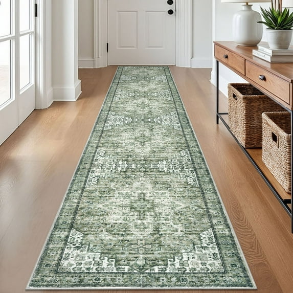 Suelur Runner Rug for Hallways 2x12 Long Non-Slip Washable Kitchen Runner Vintage Boho Runner Printed Rug with Non-Shedding Soft Medallion Floor Carpet Runner for Laundry Bedroom Entryway
