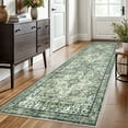 thumbnail image 1 of Suelur Runner Rugs 2.6x10 Green Runner for Hallways Non-Slip Washable Kitchen Runner with Rubber Backing Soft Printed Distressed Medallion Floor Carpet Runner for Laundry Bedroom Entryway, 1 of 8