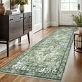 thumbnail image 1 of Suelur Runner Rugs 2.6x10 Green Runner for Hallways Non-Slip Washable Kitchen Runner with Rubber Backing Soft Printed Distressed Medallion Floor Carpet Runner for Laundry Bedroom Entryway, 1 of 8
