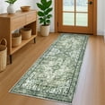 thumbnail image 1 of Suelur Runner Rugs 2x6 Green Runner for Hallways Non-Slip Washable Kitchen Runner with Rubber Backing Soft Printed Distressed Medallion Floor Carpet Runner for Laundry Bedroom Entryway, 1 of 9