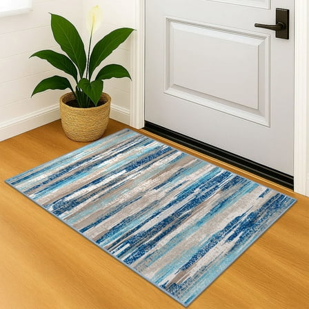 Suelur Small Rugs 2x3 Modern Abstract Area Rugs Entryway Rug Indoor Washable Rug Blue Rugs Non-Slip Soft Print Throw Rugs for Entrance Bedroom
