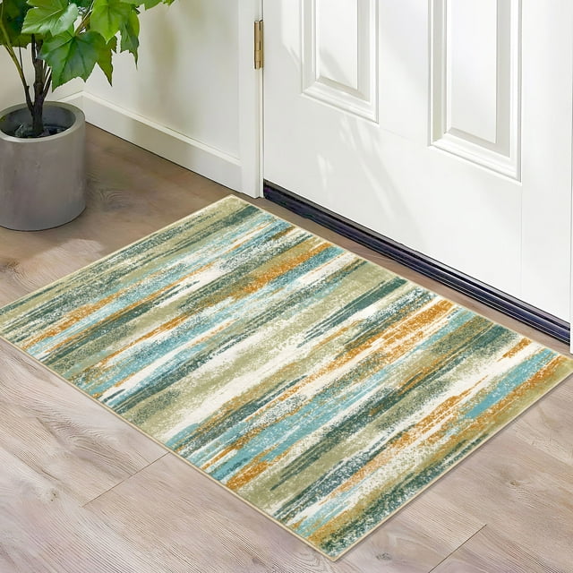 Suelur Small Rugs 2x3 Modern Abstract Area Rugs Entryway Rug Indoor Washable Rug Green Rugs Non-Slip Soft Print Throw Rugs for Entrance Bedroom