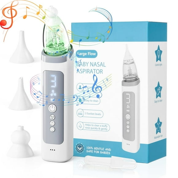 Suerbeaty Baby Nasal Aspirator, Powerful Nose Suction for Toddler, Baby Nose Sucker Adjustable 3 Levels of Suction, Music and Light