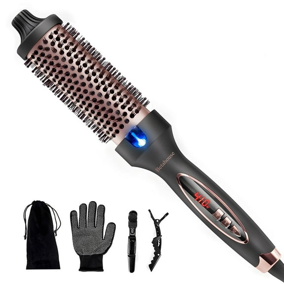 Suerbeaty Curling Iron Brush for Blowout Look, 9 Heat Temps Hot Ionic curling iron 1 1/2 inch Dual Voltage for Traveling