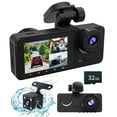 Sueriy Dash Cam for Car, HD 1080P 3 Channel Front & Rear Inside Dash