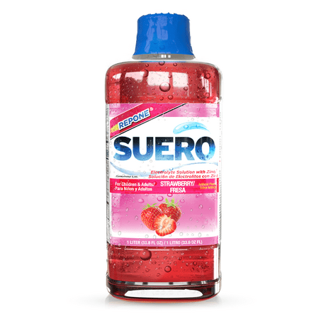 Suero Repone Electrolyte Solution w/ Zinc, Strawberry, Adults & Children 1 Year & Older, 33.8 fl oz