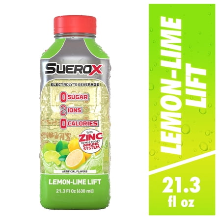 SueroX Zero Sugar Electrolyte Drink for Hydration & Recovery, Lemon-Lime Lift, 21.3 fl oz, 1 Count