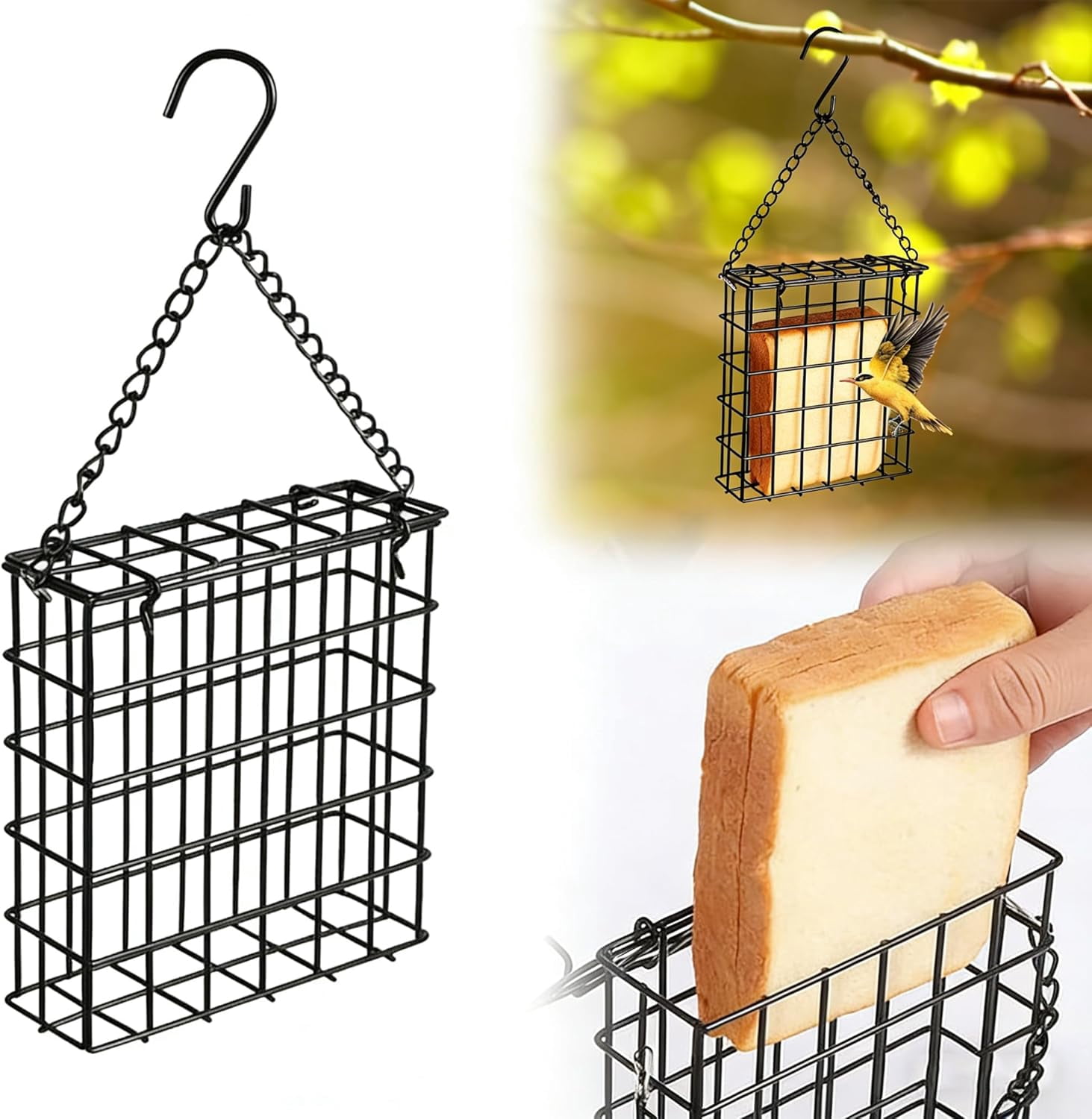 Rectangular Suet Suet Bird Feeders, Metal Bird Nesting Material Holder Rectangular ...