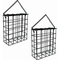 Suet Cake Bird Feeder Hanging Wild Bird Feeder for Outdoor Garden Cages Outside Suet Fruit Capacity Feeders (2 Pcs Black)