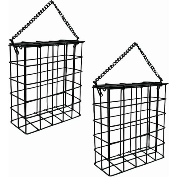Suet Cake Bird Feeder Hanging Wild Bird Feeder for Outdoor Garden Cages Outside Suet Fruit Capacity Feeders (2 Pcs Black)