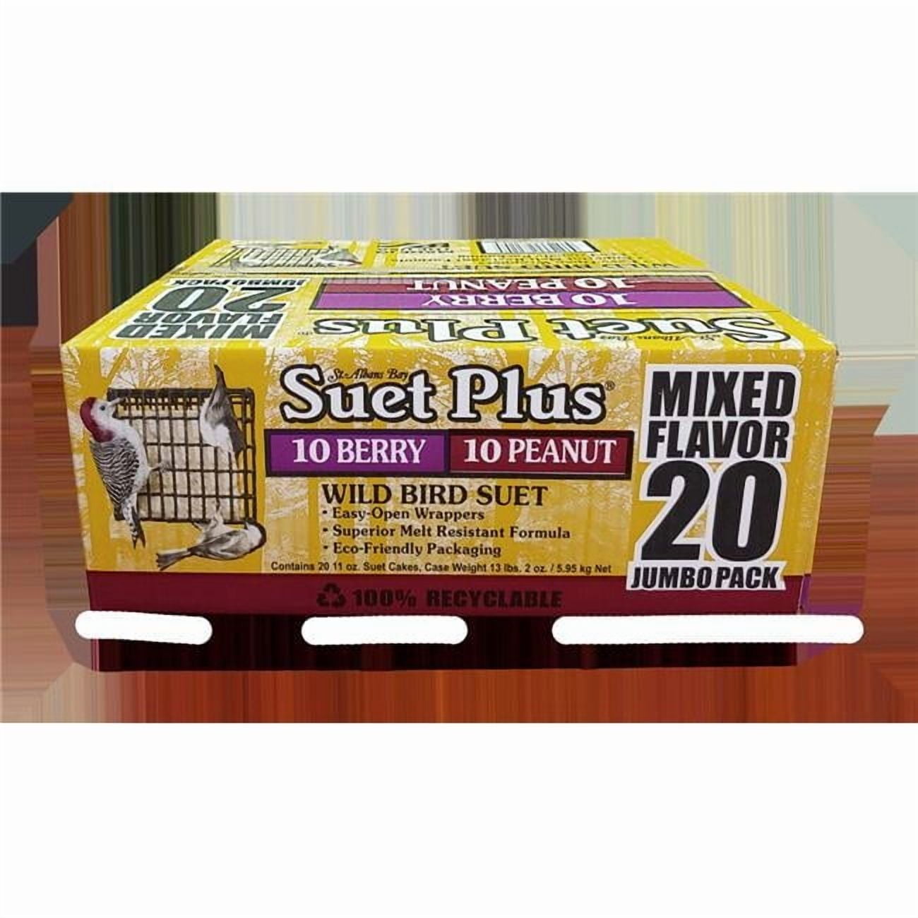 Suet Cake Jumbo Mixed 20 Pack | 10 Peanut & 10 Berry 11 oz. Suet Cakes for Wild Birds | Melt Resistant Formula