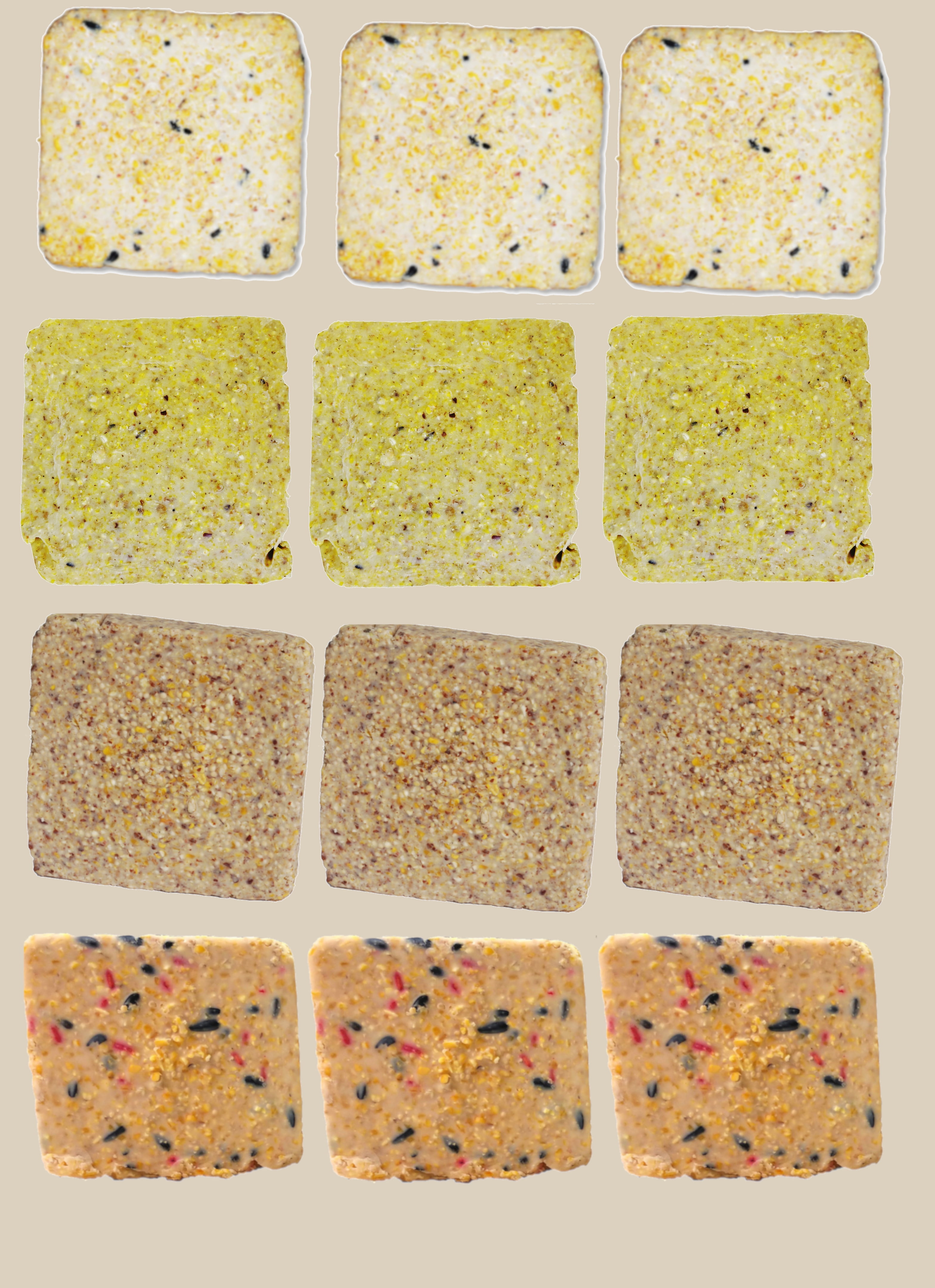 Suet Cake Mixed flavor 12 Pack | Case of 12 Suet Cakes for Wild Birds 3 of each Flavor Woodpecker/Berry/High Energy/Peanut