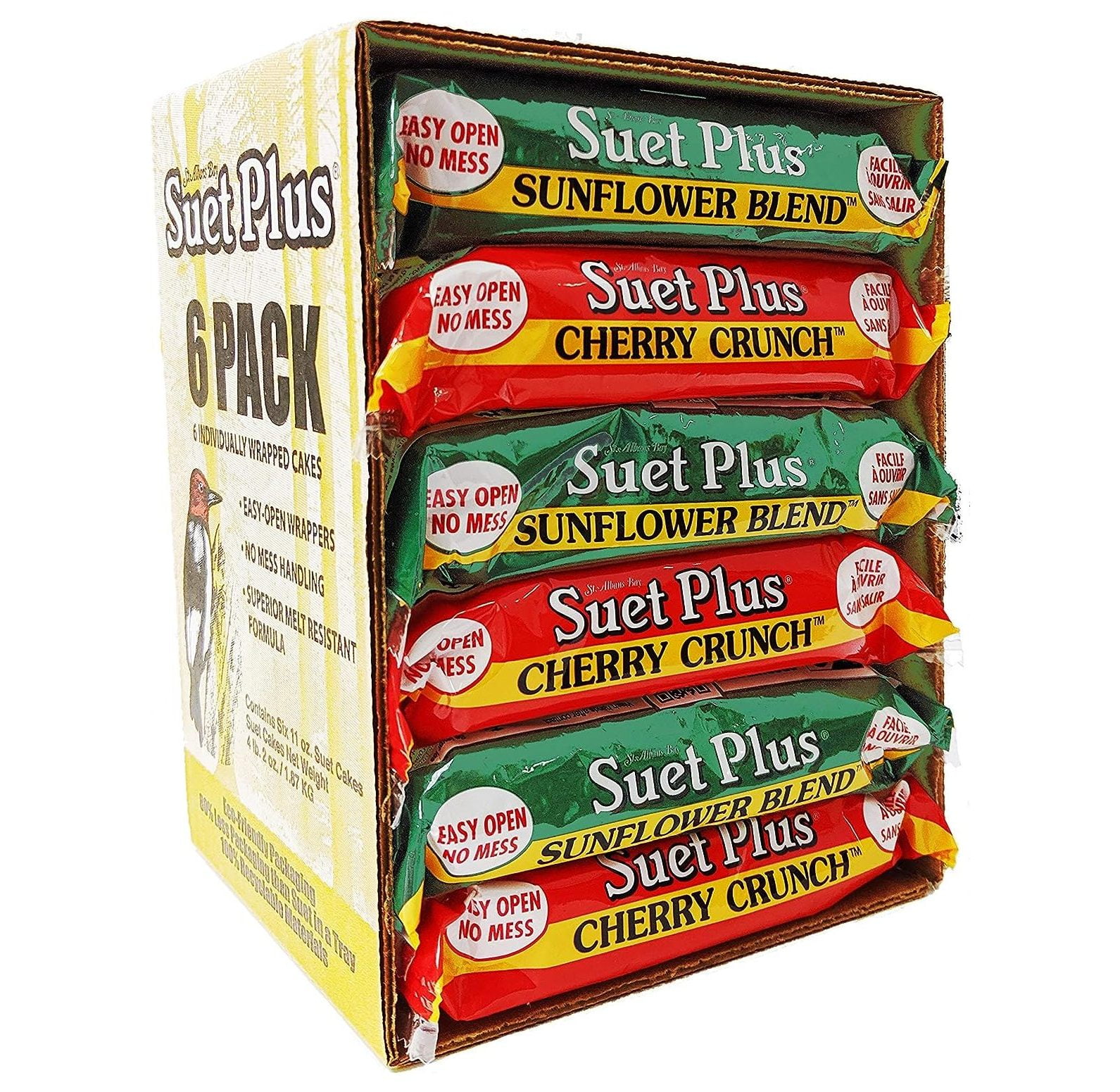Suet Plus Suet Cake Gift Set of 6 Suet Cakes 3 Cherry & 3 Sunflower