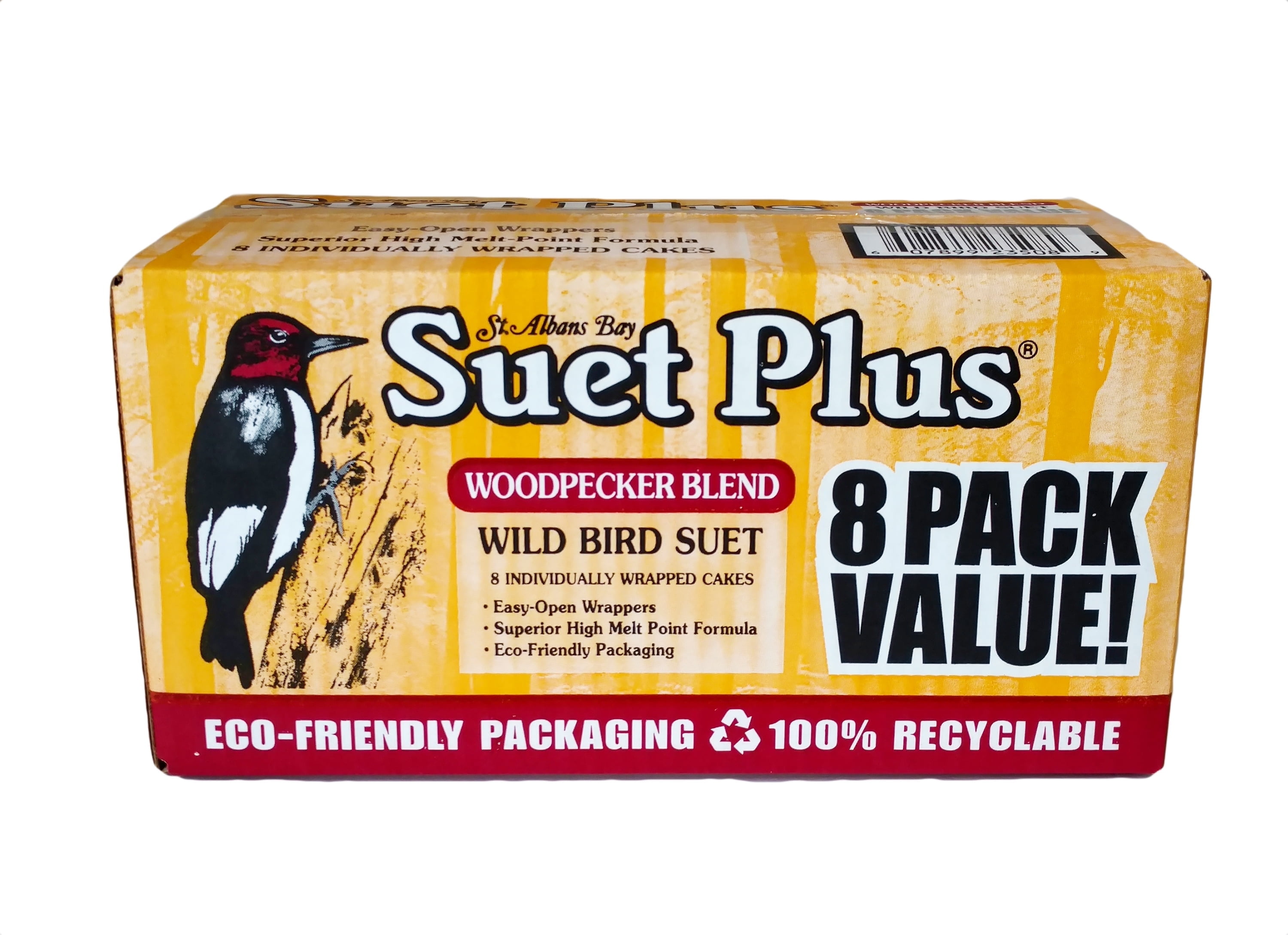 Suet Plus Woodpecker Blend Suet 8 Pack | Bird Suet Variety Packs | 11 oz. Bird Suet Cakes pack of 8