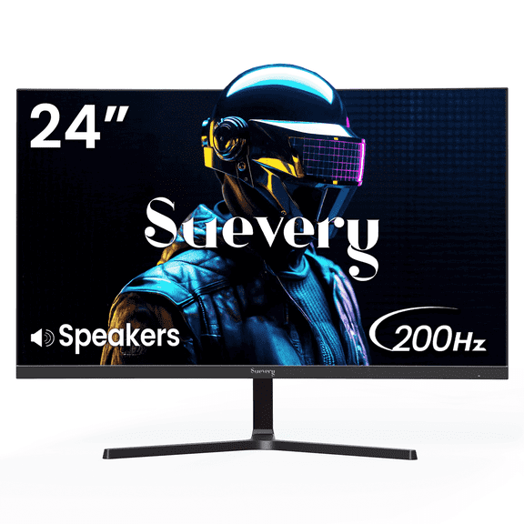 Suevery 24" 200Hz Gaming Monitor,FHD Computer Monitor, Built-in Speakers, 120% sRGB, FreeSync, HDMI/DP, Black