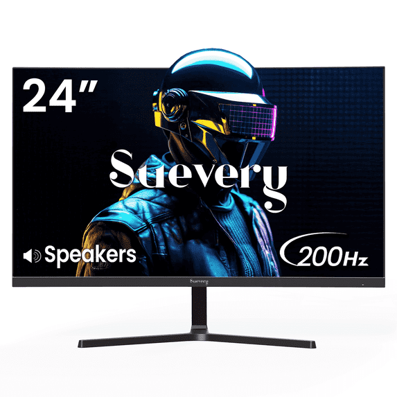 Suevery 24" 200Hz Gaming Monitor,FHD Computer Monitor, Built-in Speakers, 120% sRGB, FreeSync, HDMI/DP, Black