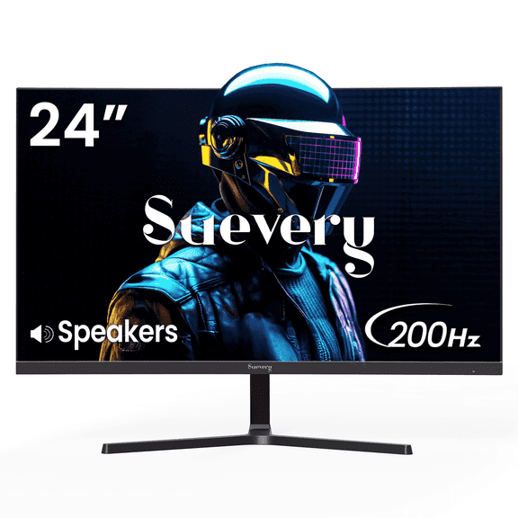 Suevery 24" 200Hz Gaming Monitor,FHD Computer Monitor, Built-in Speakers, 120% sRGB, FreeSync, HDMI/DP, Black
