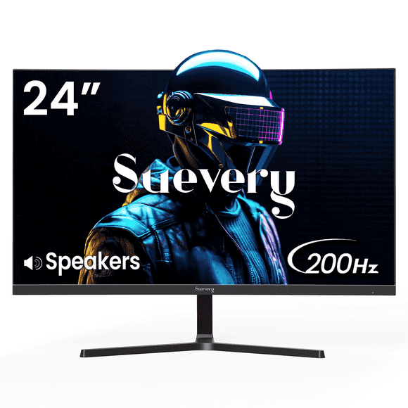 Suevery 24" 200Hz Gaming Monitor,IPS Panel,FHD Computer Monitor, Built-in Speakers, 120% sRGB, FreeSync, Black