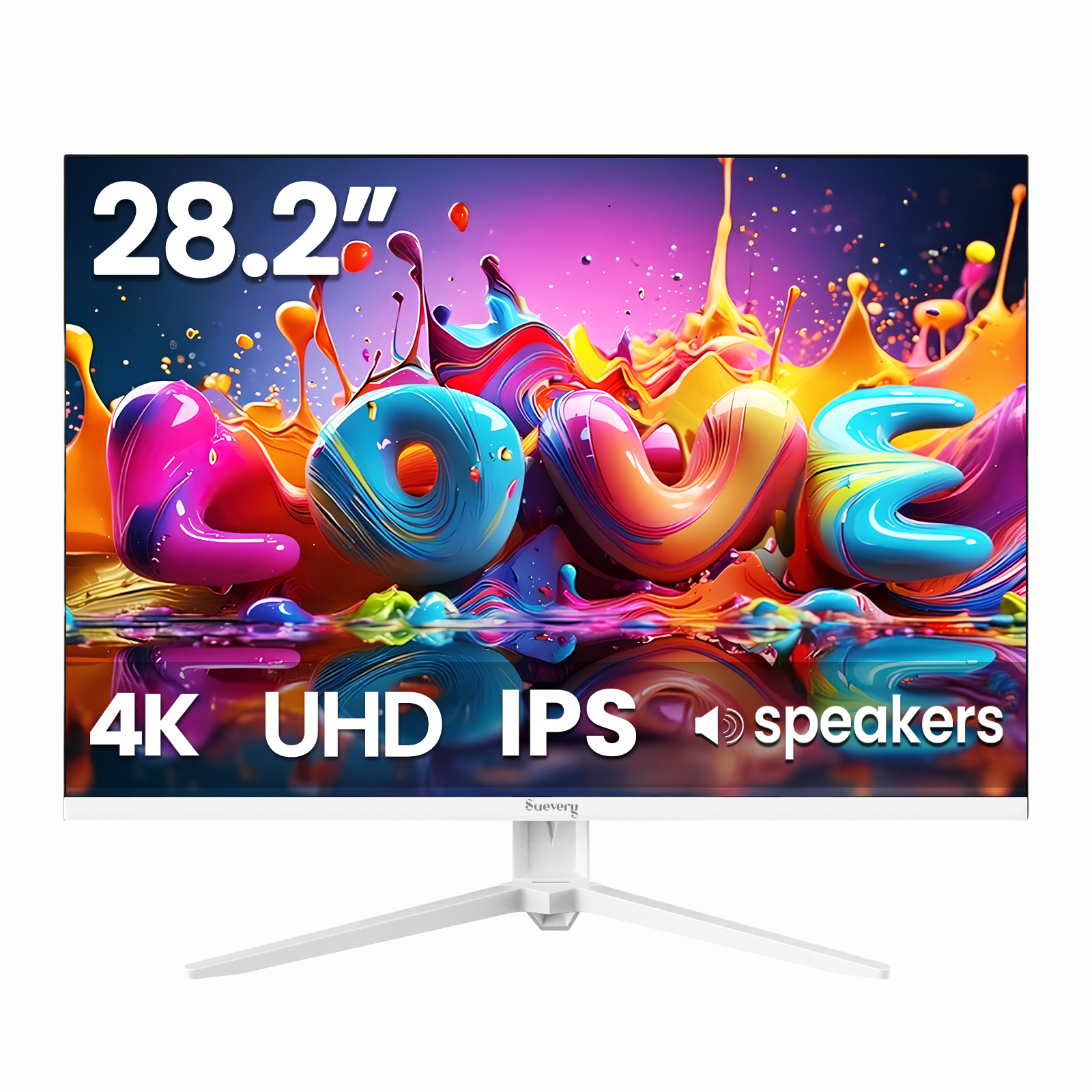 Suevery 28.2" 4K 60Hz IPS Monitor, 3840×2560 UHD with 120% sRGB, Built-in Speakers, FreeSync,Type-C/HDMI/DP, Wall-Mountable, White