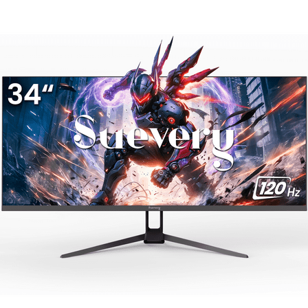 Suevery 34" IPS UltraWide Gaming Monitor - 120Hz, 2560×1080P WFHD, 120 sRGB, Built-in Speakers, Black