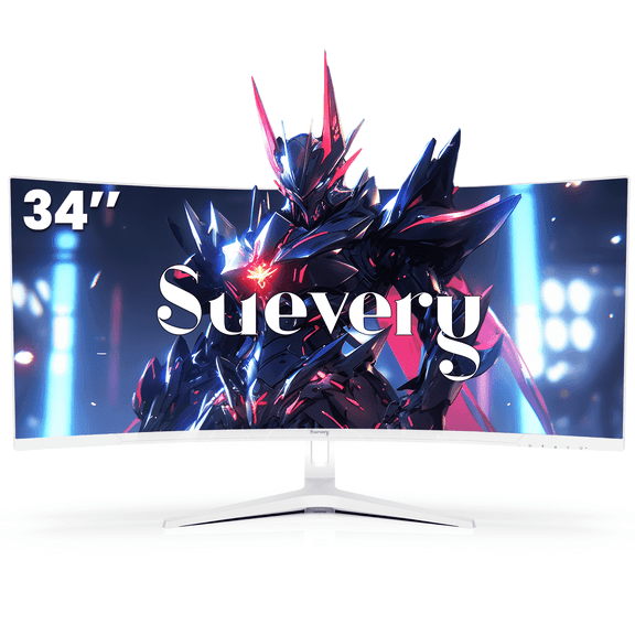 Suevery 34 inch WQHD Ultrawide Curved Gaming Monitor, 165Hz/3440x1440P, 1500R, Free-sync, HDMI/DP, White