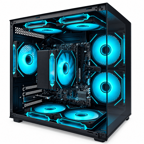 Suevery Desktop PC Computer, AMD Ryzen 5 3400G up to 4.2GHz, 16GB DDR4 RAM, RGB Fans x8, WiFi 6, Black