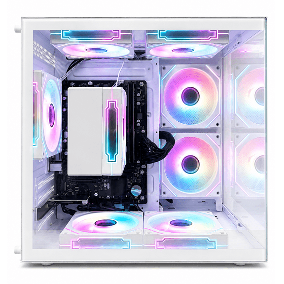 Suevery Desktop PC Computer, AMD Ryzen 5 3400G up to 4.2GHz, 8GB*2 DDR4 RAM, RGB Fans, WiFi 6, White