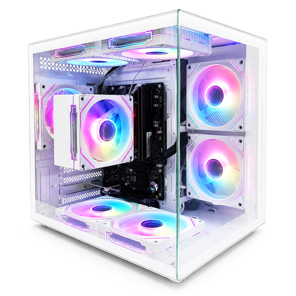 Suevery Desktop PC Computer, AMD Ryzen 5 3400G up to 4.2GHz, 8GB*2 DDR4 RAM, RGB Fans, WiFi 6, White