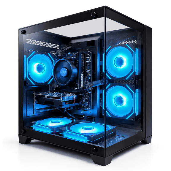 Suevery Gaming PC Desktop, AMD Ryzen 5 3500X, Radeon RX 560, 16GB DDR4 RAM, 512GB NVMe3.0 SSD, WiFi 6, RGB Lighting, Black