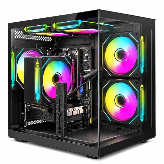 Suevery Gaming PC Desktop, AMD Ryzen 5 5500 | RTX 3050 8GB | 16GB DDR4 | 512GB NVMe 3.0 SSD | WiFi 6 | RGB Fans | Black