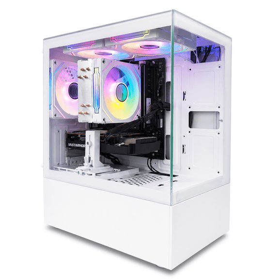 Suevery Gaming PC Desktop, AMD Ryzen 5 5500, Radeon RX 6500XT 4GB, 16GB DDR4, 512GB NVMe 3.0 SSD, RGB Fans, White