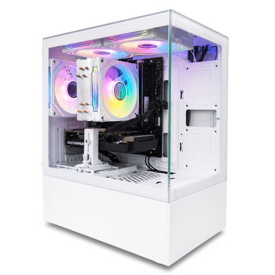 Suevery Gaming PC Desktop, AMD Ryzen 5 5500, Radeon RX 6500XT 4GB, 16GB DDR4, 512GB NVMe 3.0 SSD, RGB Fans, White